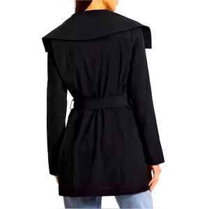 Bagatelle Belted Draped Black Mid Length Open Trench Coat XL new without tag